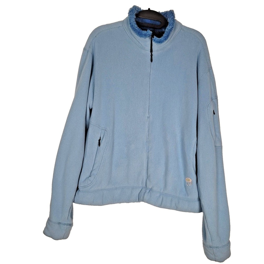 Mountain Hardwear Jacket Womens Large Blue Fleece 3/4 Zip High Pile Arm Pocket